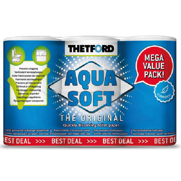 Aqua soft toalettpapper, 6 rullar