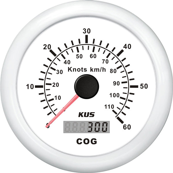 Kus GPS logg 0-60knop, vit 12/24V Ø85