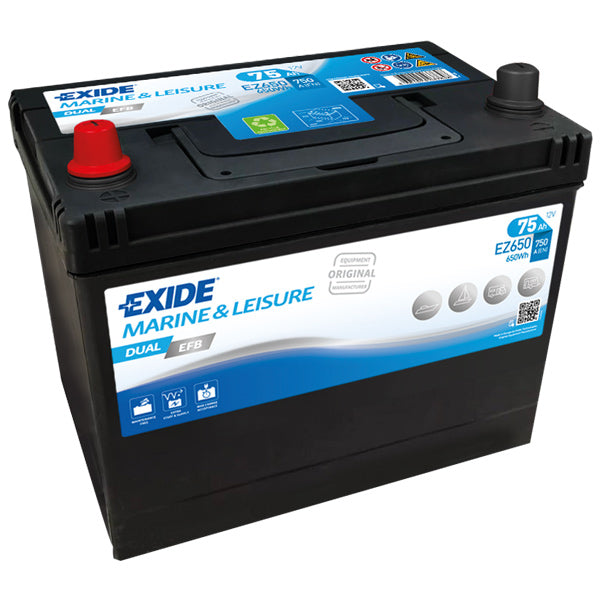 Exide EZ650, 75ah Dual EFB Batteri