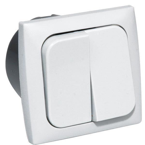 Brytare dubbel 220 V för inbyggnad komplett vit