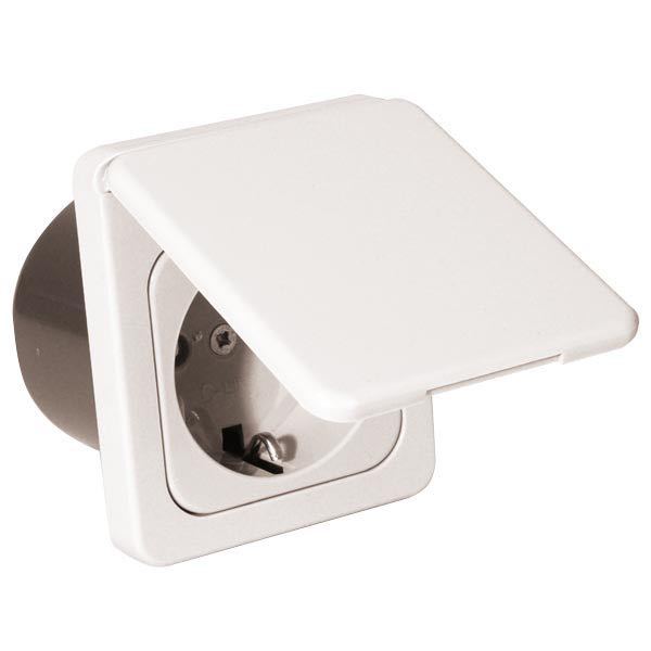 Strömuttag f inbyggn 220 V med lock vit
