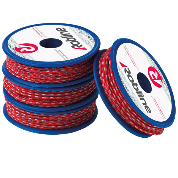 Robline Mini line med UHMWPE 1,7 mm Röd/Silver låda 10x10 m