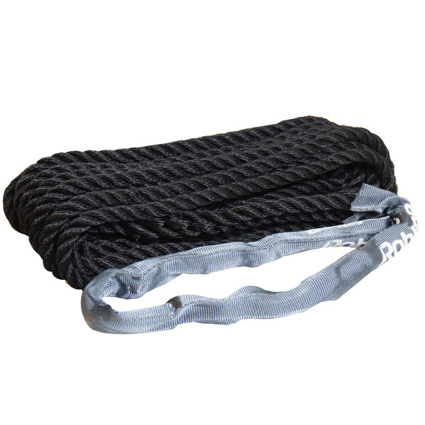 Robline förtöjning, öga m webbing, 3-slagen svart 10mm 10 m