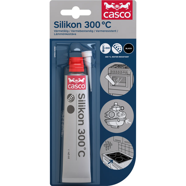 Casco Silikon 300°C svart flytande packning 40 ml.