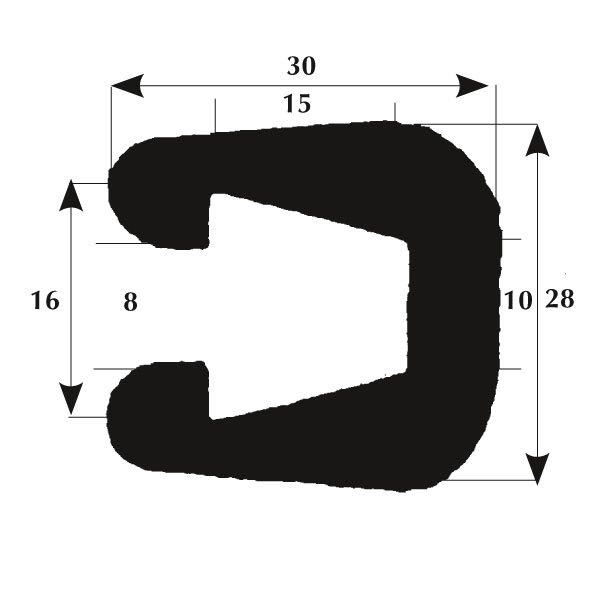 Fenderlist 30mm 8mm kant svart, 50m rulle