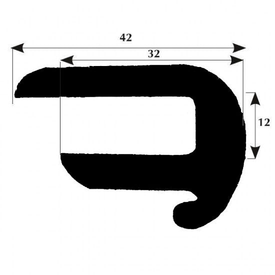 Fenderlist grå med droppk. 12 mm, 50 m rulle